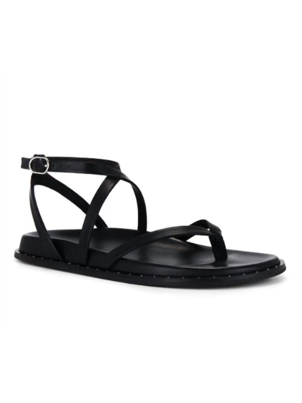 PAIGE Black Strappy Leather Flat Sandals NEW! Size 8.5